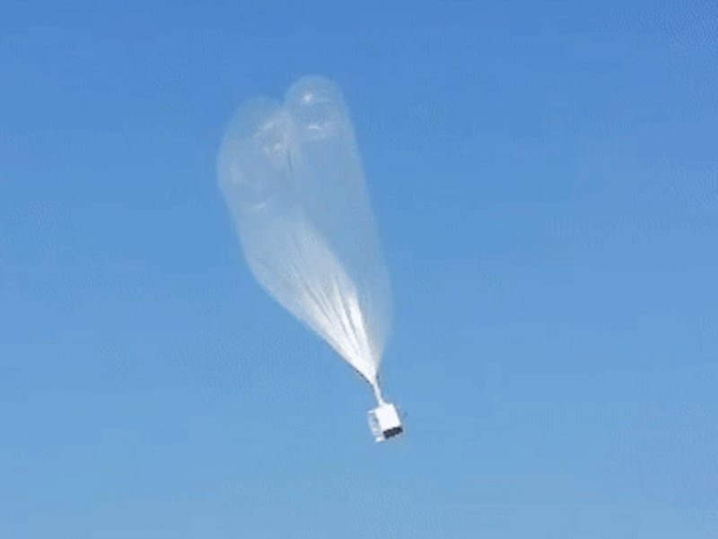 A photo, released by the Korean Central News Agency, of a balloon purported to have been launched from South Korea, flies over North Korea, November 16, 2024.