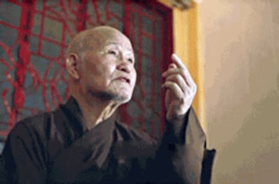 Đức Tăng Thống Thích Quảng Độ tại Thanh Minh Thiền Viện. RFA file Screen capture.