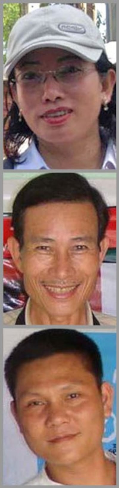 Từ trên xuống: Blogger Tạ Phong Tần, blogger Điếu Cày, và blogger Anh basaigon. RFA file