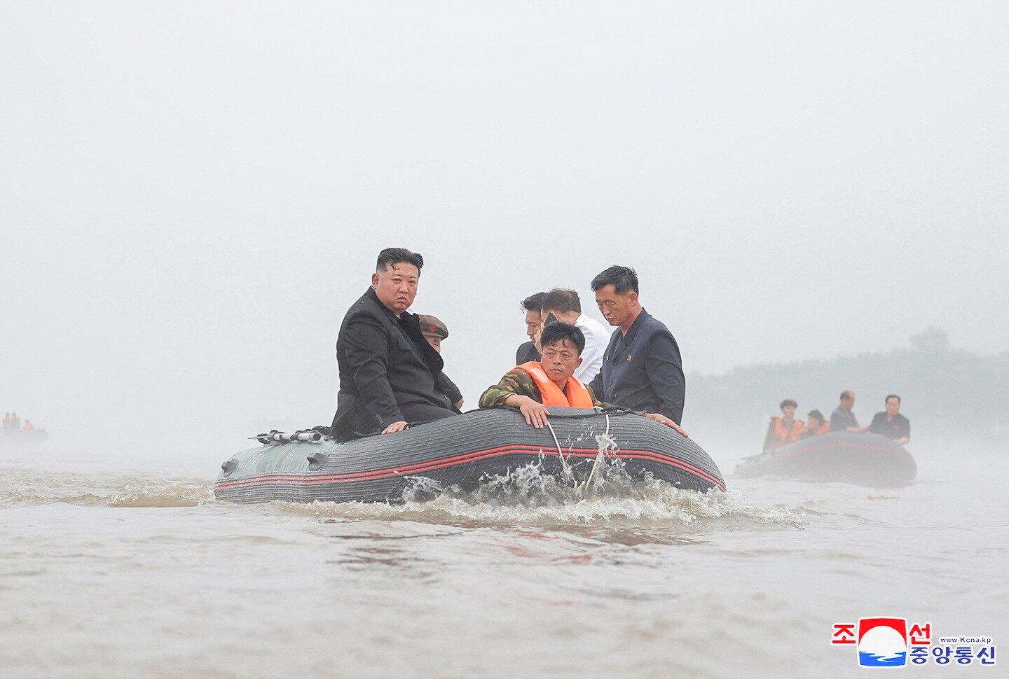 State media shows North Korean Leader Kim Jong Un leading flood rescue