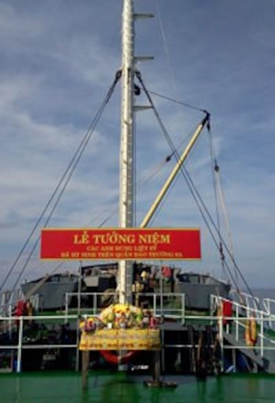 Lễ tưởng niệm các chiến sĩ hải quân đã hy sinh trên đảo Cô Lin. RFA files