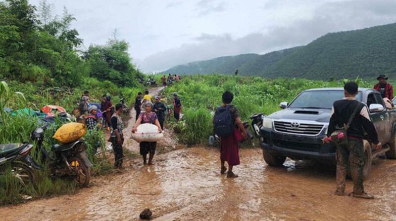 People displaced by fighting in Myanmar's Kayah state are impacted by flooding, Sept. 15, 2024. (Karenni National Women's Organization)