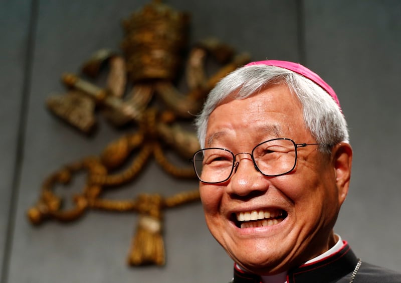 Korean bishop Lazzaro You Heung-sik talks during a news conference at the Holy See press office at the Vatican October 11, 2018.  REUTERS/Max Rossi